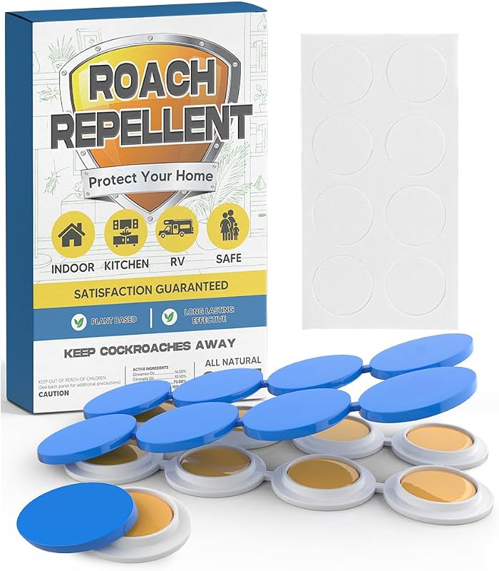 Roach Repellent Indoor, Helps Keep Cockroaches Away from Sink/Cabinets/Appliances/Storage Areas, Pet Safe Roaches to Home-8 Count