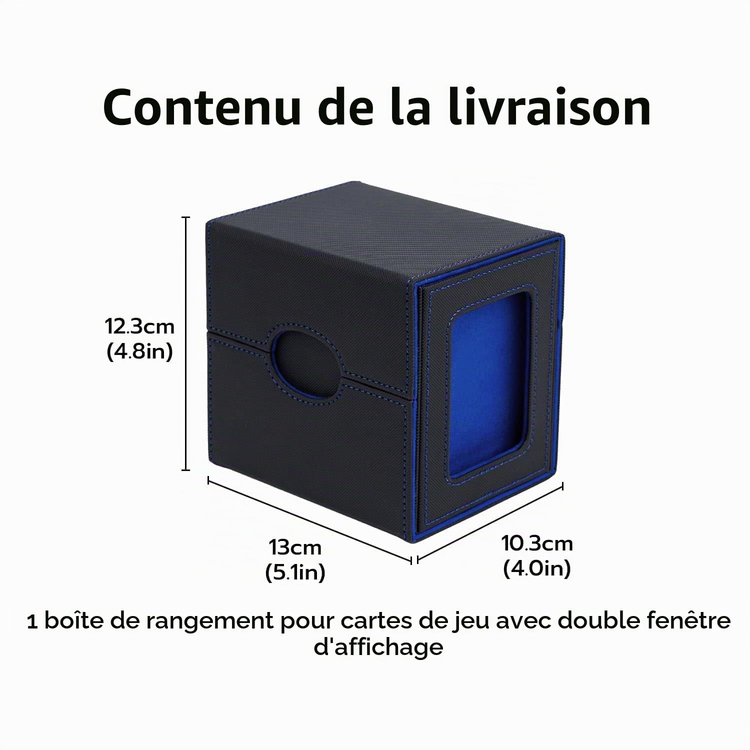 Boîte de Rangement Magnétique en Cuir PU pour 100 Cartes MTG, 2 Présentoirs Commander avec Tiroir, Card Deck Box Pour Cartes Magic Commander TCG - Bleu
