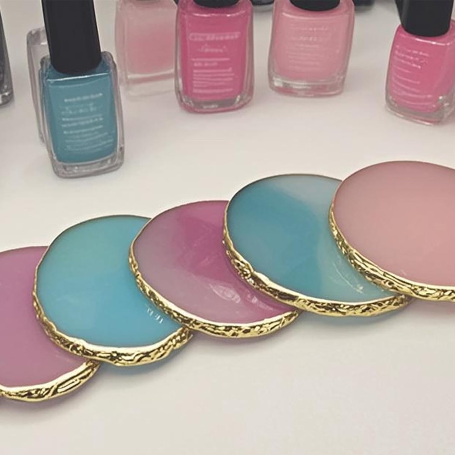 Resin Nail Art Palette, Gel Nail Polish Mixing Palettes Makeup Color Pallet Nail Display Board for Makeup Nail Art (Light Pink)