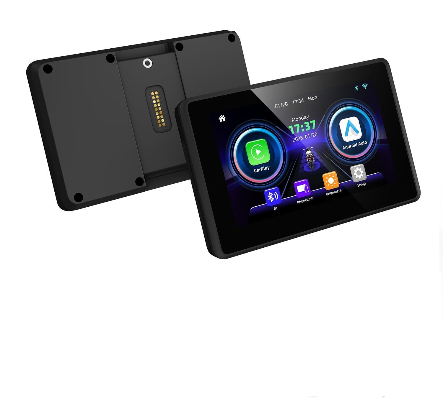 Écran 5" sans Fil CarPlay & Android Auto pour Moto BMW, Plug & Play sur Support de Navigation d'origine, Compatible R1250GS R1200GS F900GS F850GS S1000XR, HD IPS Tactile, IP67 Étanche