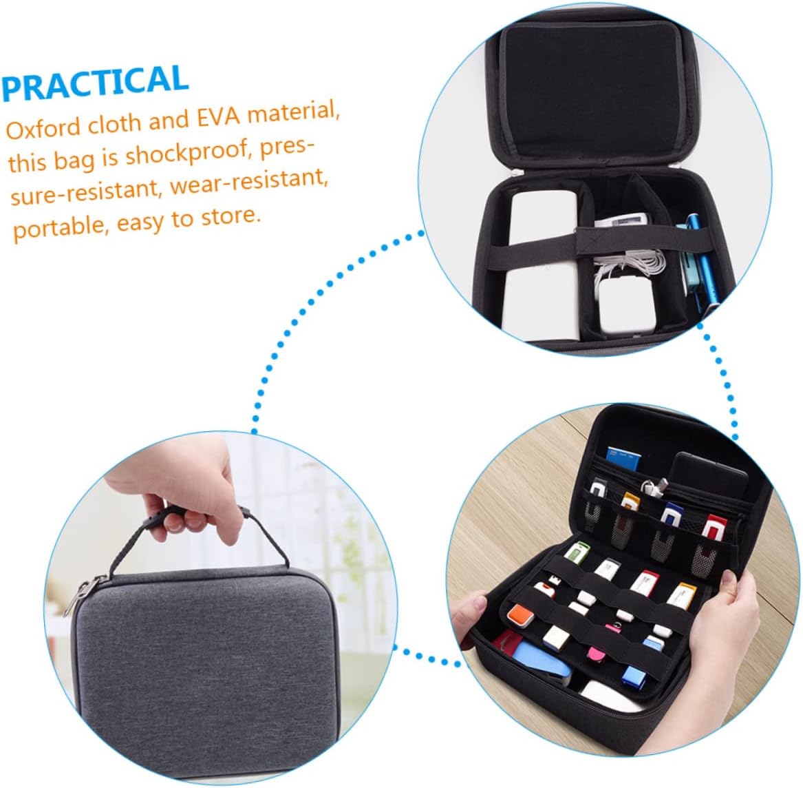 ARTIBETTER Outdoor Digital Accessories Storage Bag Waterproof Cable Storage Pouch Tech Organizer