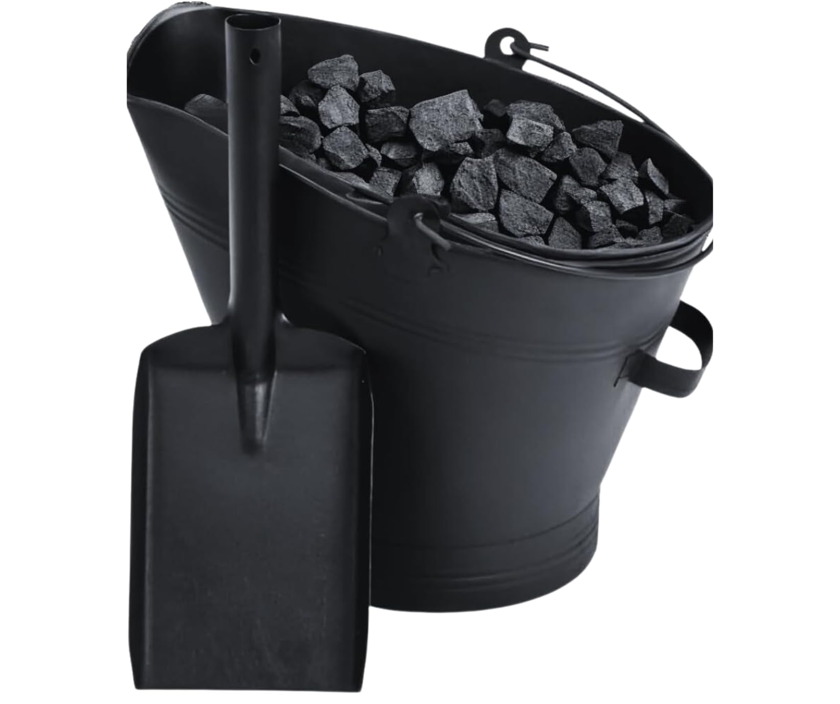 Trendi Waterloo Bucket With Shovel Metal Fireside Waterloo Bucket & Companion Set| Fireplace Coal & Wood Scuttle | Includes Poker, Shovel, Tongs | Coal Wood Burner Accessories Kit (Waterloo Bucket With Shovel)