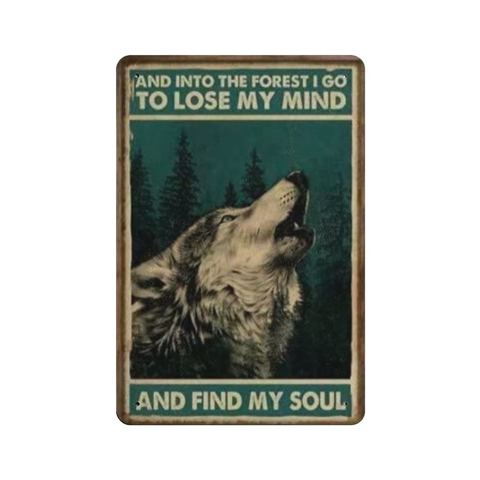 AOOEDM Wolf Metal Tin Signs for Man Cave Funny Art Wall Plaque Kitchen Bar Sign Coffee Shop Garage Wall Decor Hanging Decor