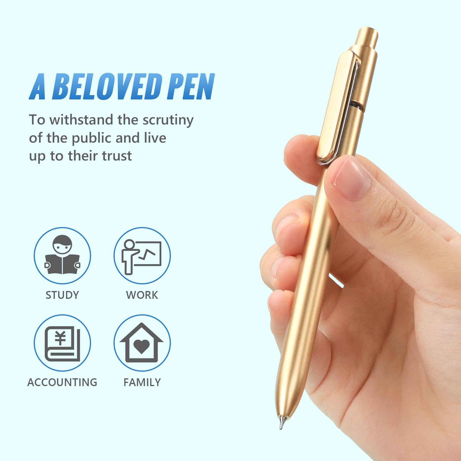Paquete de 12 bolígrafos retráctiles, bolígrafos de tinta negra de 0.5 mm, bolígrafos dorados de metal para una escritura suave, suministros escolares de oficina con clip de bolsillo, caja