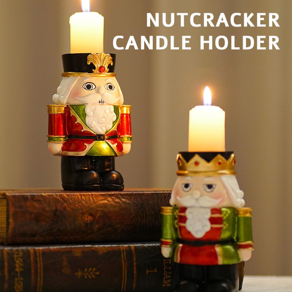 2 portavelas de cascanueces de Navidad, adornos decorativos para velas de té, portavelas de Navidad, decoración de mesa de Navidad