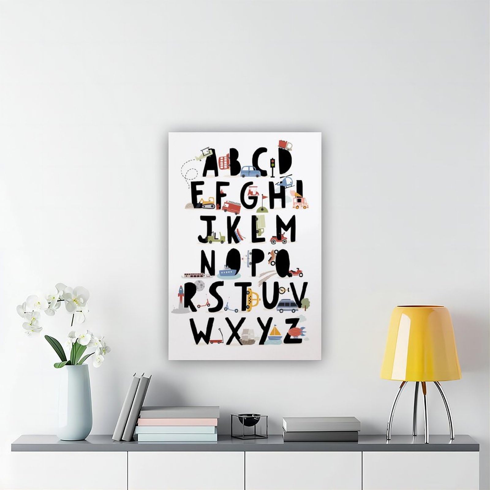 Poster sur toile avec thèmes éducatifs de l'alphabet de A à Z (2) - Décoration murale pour salon, chambre à coucher - 40 x 60 cm