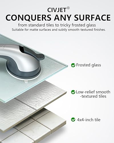 Miniatura 2 de Paquete de 2 barras de agarre de ducha con ventosa para personas mayores, asas de ducha extraíbles resistentes para bañeras y duchas, pasamanos de