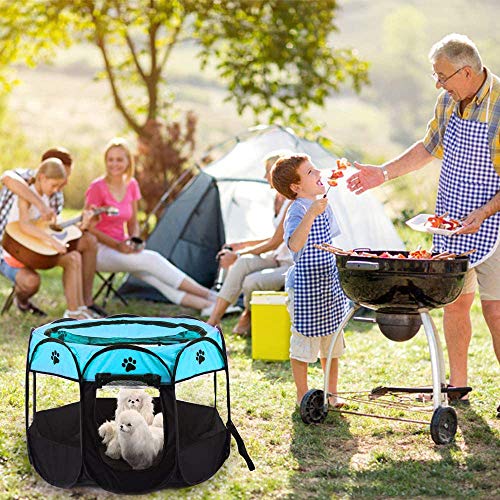 Image of Pet Playpen, Foldable Dog Playpens, Portable Exercise Kennel Tent for Puppies /Dogs /Cats /Rabbits, Dog Play Tent with Removable Mesh Shade Cover for Travel Indoor Outdoor Using