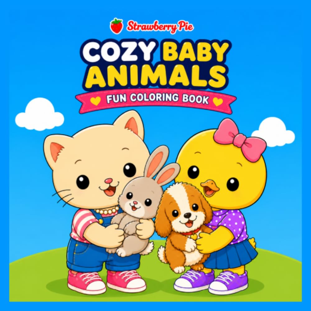 Cozy Baby Animals: Cute and Cozy Coloring Book for Kids (Queeki & Mimi ADVENTURES)