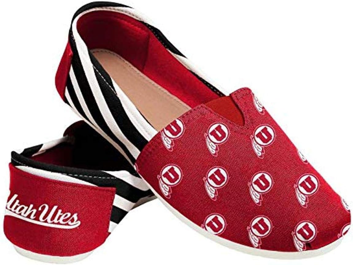 FOCO Utah Utes NCAA Womens Stripe Canvas Shoes - L
