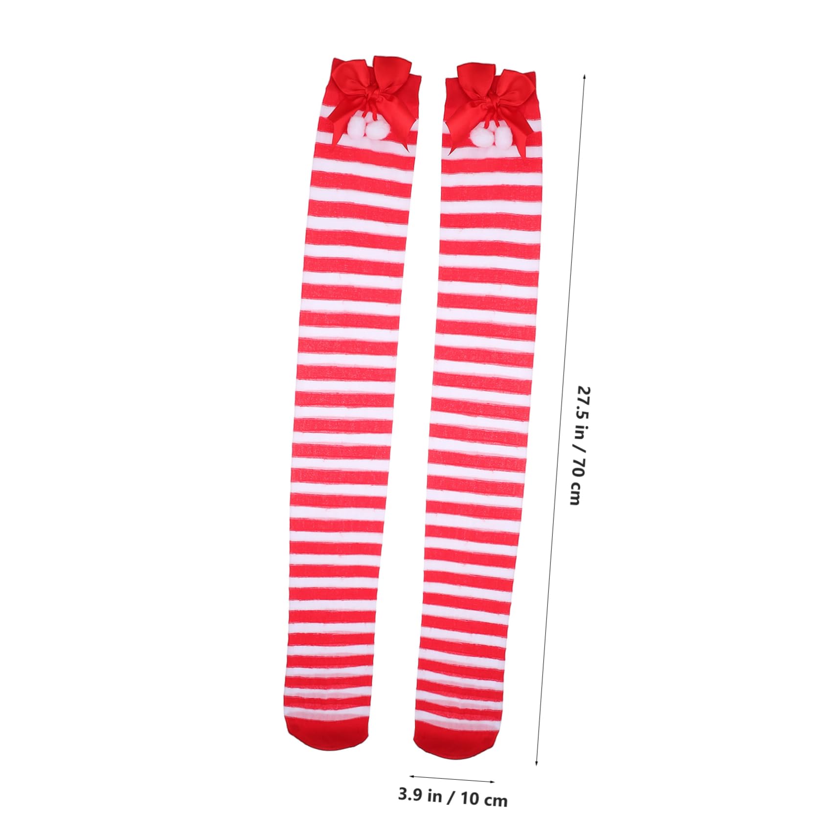 Holibanna Chaussettes de et Chaleureuses avec Nœud Créatif Chaussettes Longues Rayées Rouge et Blanc pour