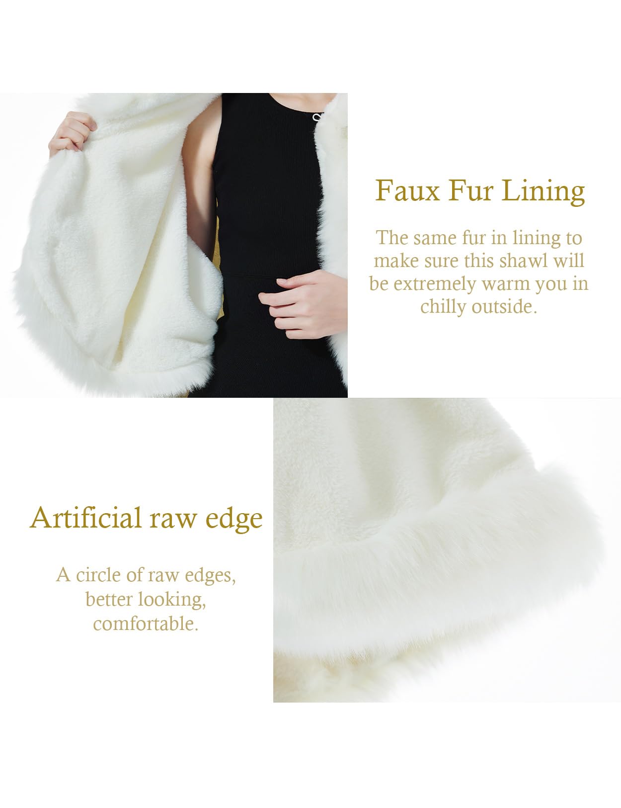 BEAUTELICATE Estola de Pelo para Bodas Cape con Capucha Poncho de Piel Sintética Chal Mujer Fiesta Boleros Novia Halloween Navidad Invierno