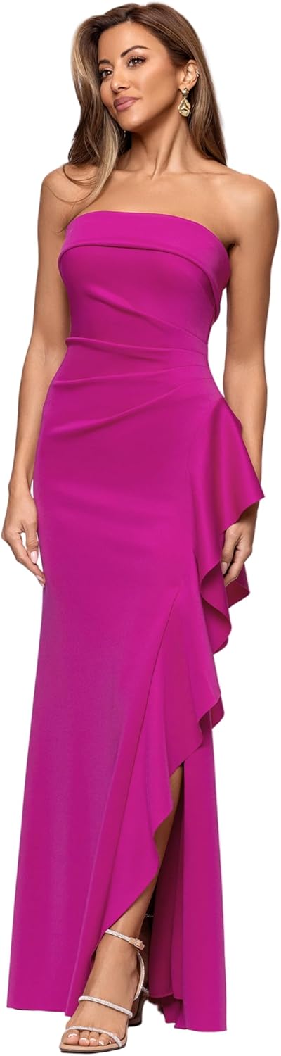 Xscape Women's Techno Scuba Strapless Floor Length Dress