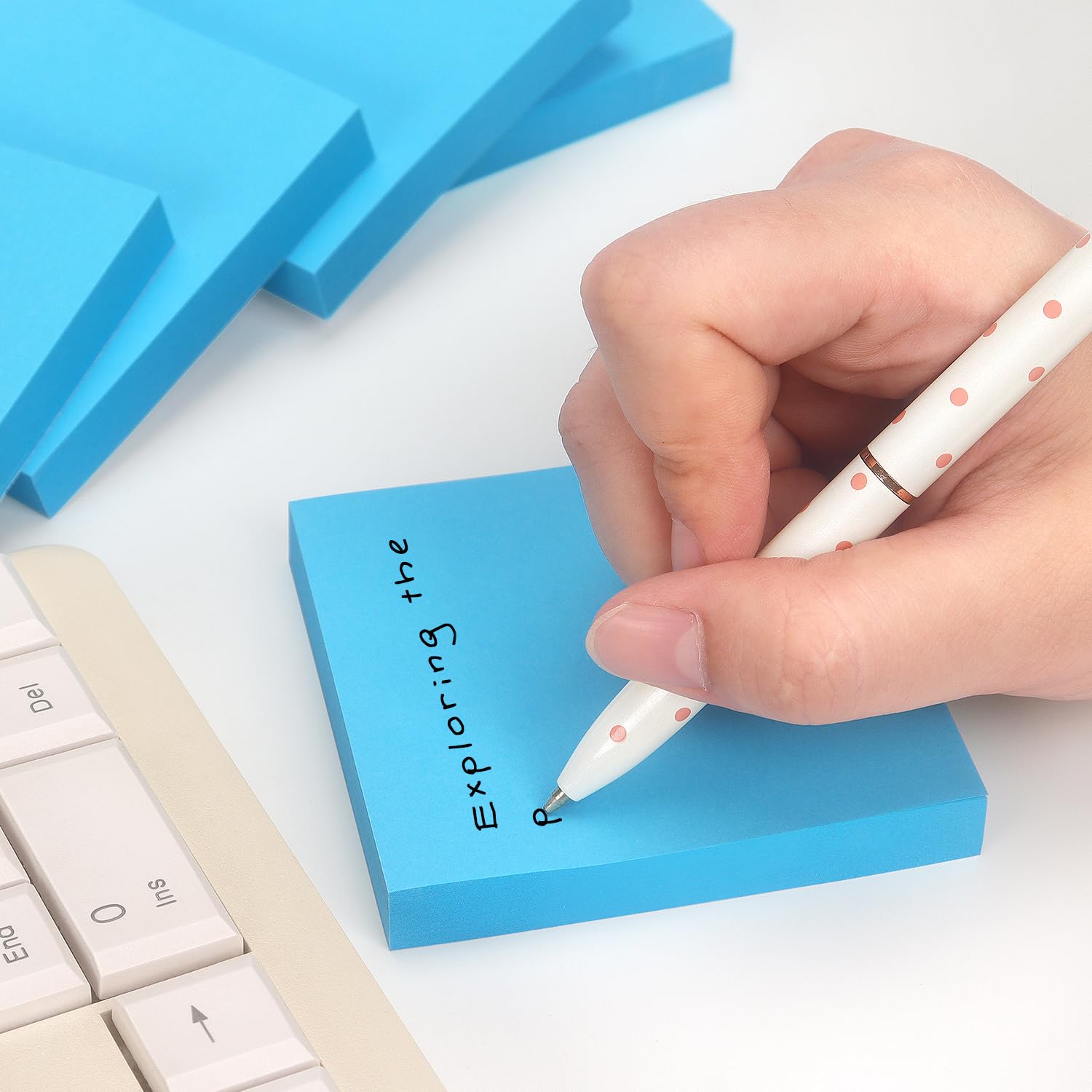 Sticky Notes - Bloc de notas autoadhesivos (6 unidades, 6 unidades, fácil de colocar, para oficina, oficina, oficina, casa, 6 bloques/paquete, 100 hojas/bloc de notas (azul)