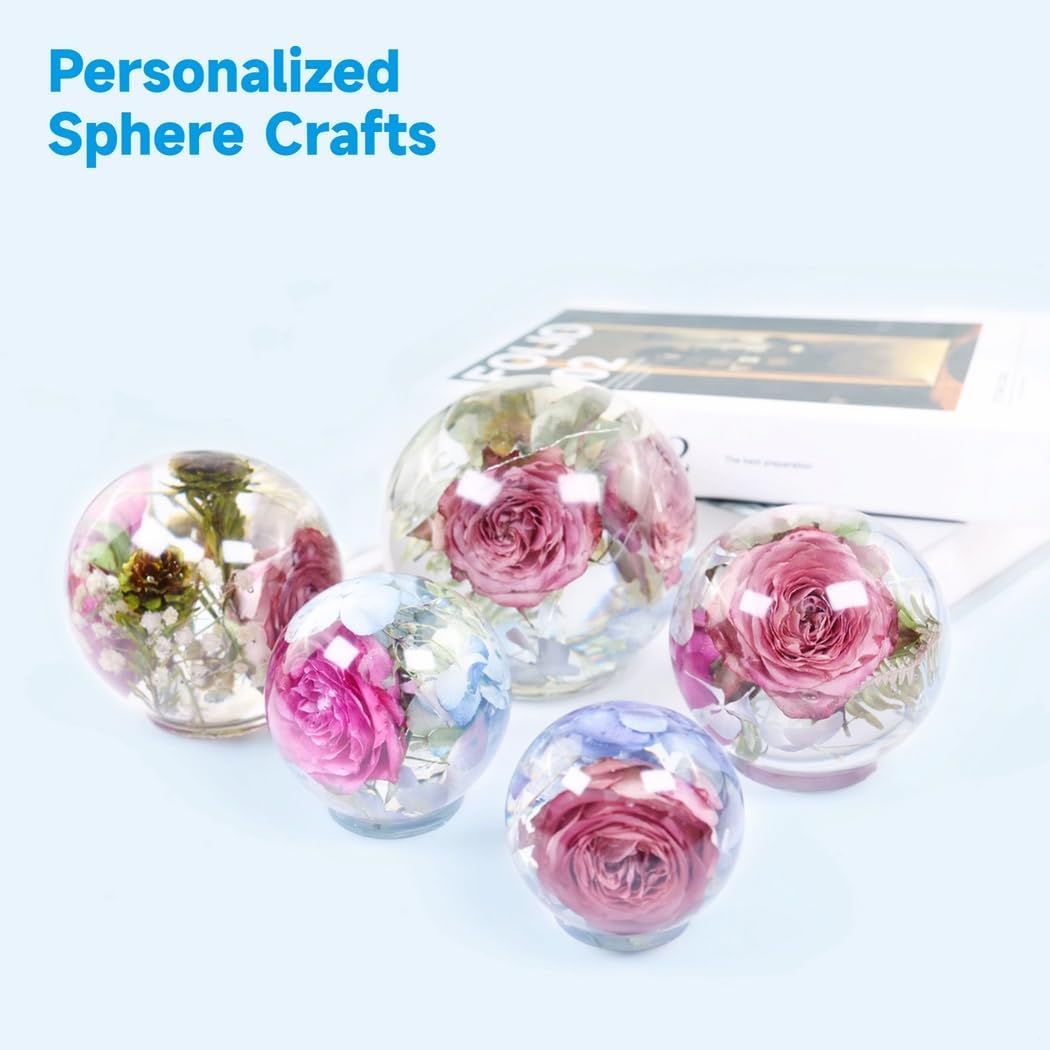 2 Pcs Large Sphere Resin Molds, One-Piece 3D Seamless Silicone Ball Molds For Diy Crafts, Flower Keepsakes, Home Decor