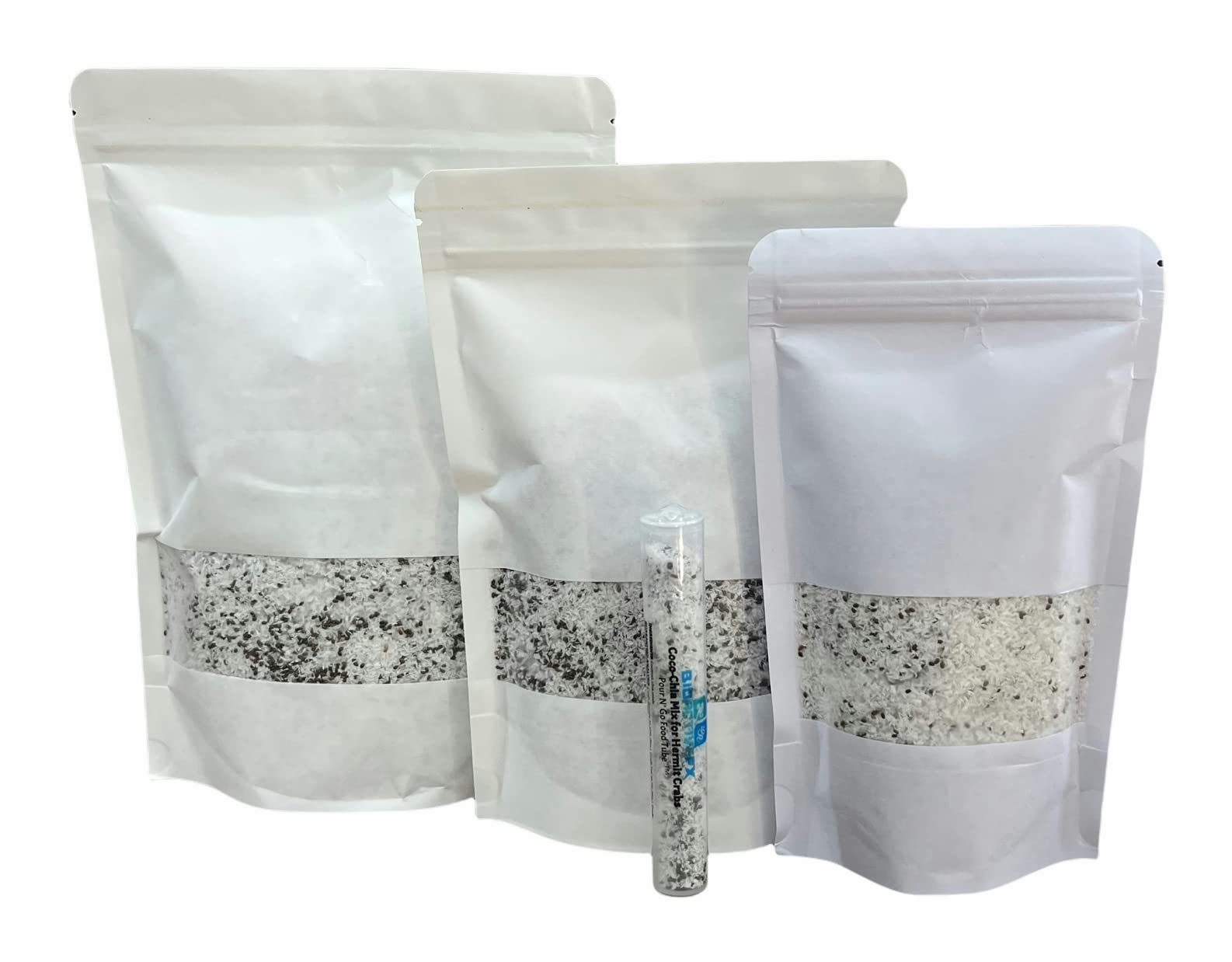 Coconut and Chia Mix Hermit Crab Food Bulk Bags - Protein, Fat - Pour N’ Go Food Tube ™ - Hermit Crab Treat (3.1 Oz Net Weight, Small Bag)