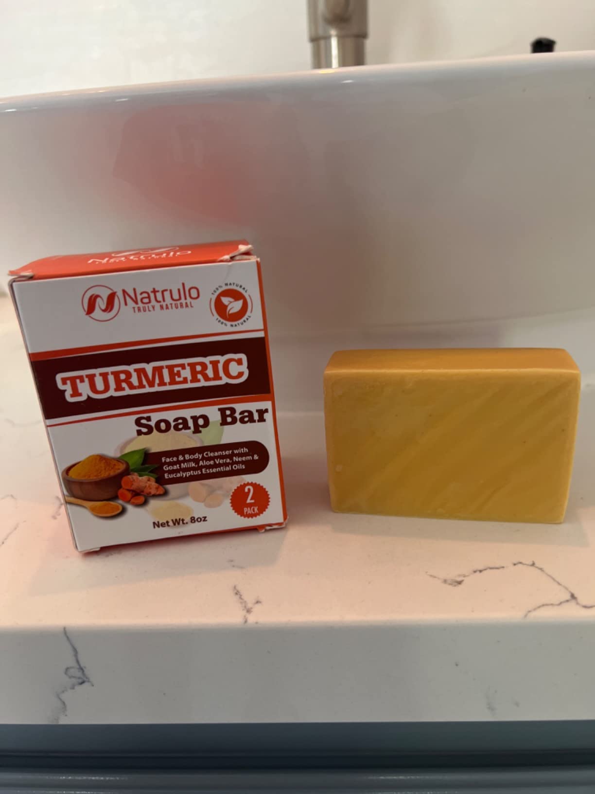 Natrulo Natural Turmeric Soap Bar for Face & Body – Turmeric Skin Soap Wash for Dark Spots, Intimate Areas, Underarms – Turmeric Face Soap Reduces Acne, Fades Scars & Cleanses Skin
