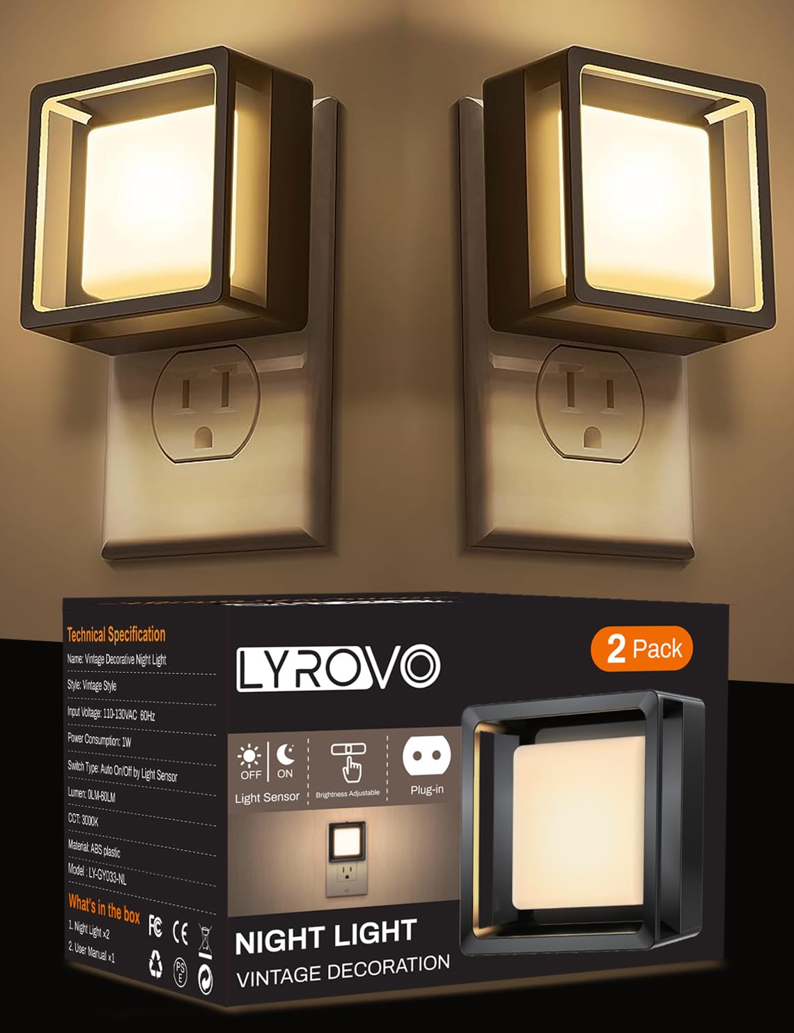 See full amazon price history chart for Lyrovo Auto On/Off Night Light lamp for Bathroom, Hallway, Bedroom,Kids Room,Stairway,Soft White 3000K (2, LY-GY033-NL) Lyrovo Auto On/Off Night Light lamp for Bathroom, Hallway, Bedroom,Kids Room,Stairway,Soft White 3000K (2, LY-GY033-NL) (B0CXJ8PY24) Amazon Price History, Amazon Price Tracker
