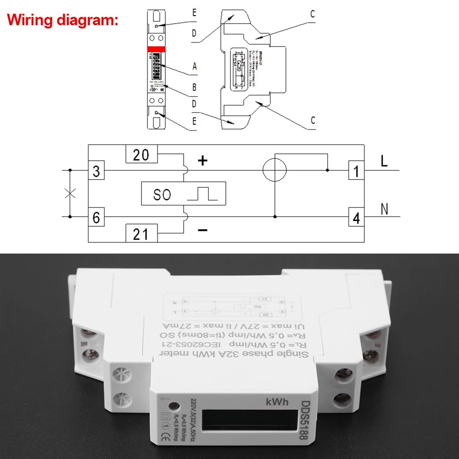 Licznik energii elektrycznej na szynie DIN Cyfrowy licznik elektroniczny KWh LCD 220 V Jednofazowy licznik elektryczny na szynie DIN 5-32A Elektroniczny licznik KWh