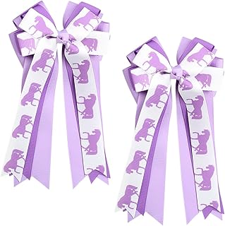 2 Pcs Equestrian Hair Bow Clips Horse Pattern Hairpin Equestrian Show Bowknot Hair Barrettes Equestrian Hair Accessories for Horseback Riding Competitions(Purple) - Buy now
