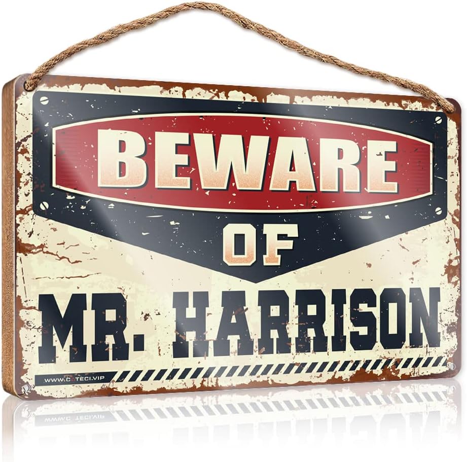 Wood Signs Decor Beware Of Mr. Harrison Wooden Sign Pool Decor Bathroom Wall Decor Funny (Size : 20X30CM)
