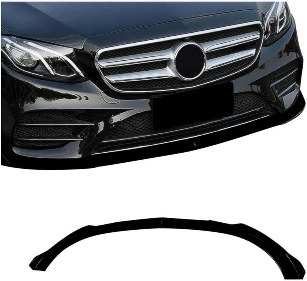 Brabus Style Front Lip Splitter Compatible with 2016-2020 Mercedes Benz E-Class W213 Sedan/Wagon - Front Splitter for E 300, E 400, E 450, E 53 AMG, E 63 AMG