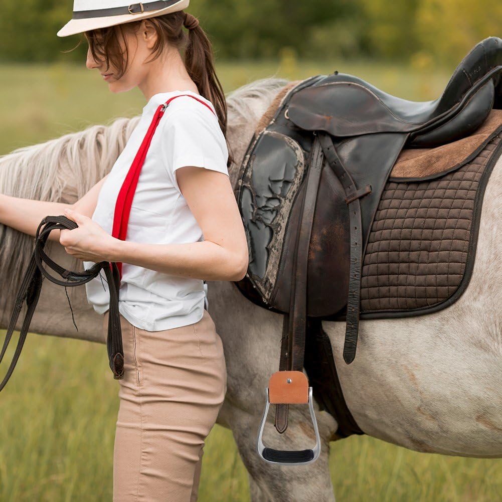 Estribos para Caballos, Estribos para Silla De Montar Estribo para Caballos De Seguridad Occidental con Alfombrilla De Goma Antideslizante para Pies Alivio del Dolor De Tensión