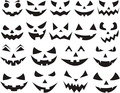 Miniatura 4 de Calidum Calcomanías de decoración de calabaza de Halloween, kits de plantillas de calabaza para grabar, accesorios para hacer tu propia cara de