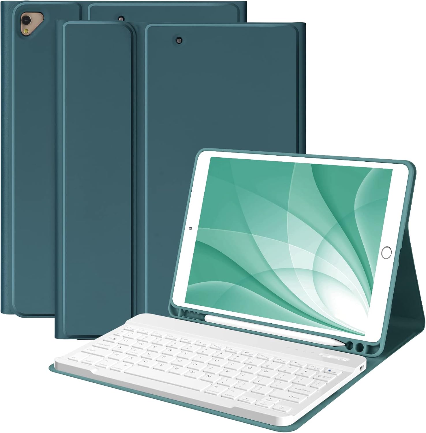 BQSS for iPad 9th Generation Case with Keyboard 10.2 Inch, Detachable Wireless Bluetooth Keyboard Case with Pencil Holder for iPad 9th/8th/7th, for iPad Air 3rd Gen/Pro 10.5 inch (Gray)
