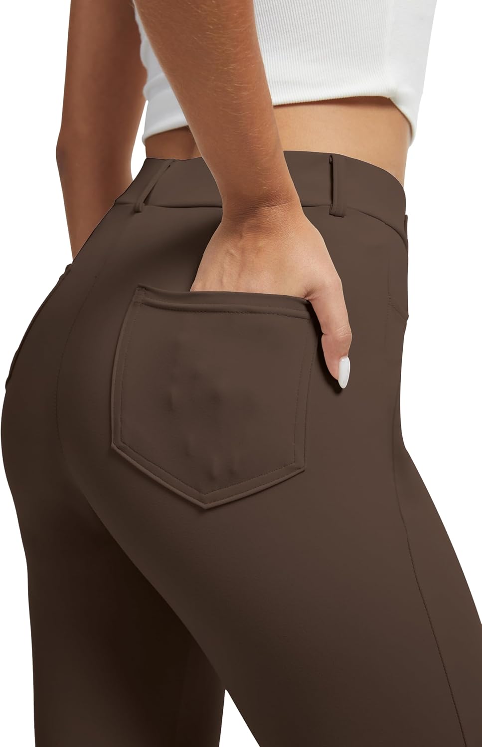 VIMPEP レディース フリース裏地ドレスパンツ ストレッチ ハイライズ ストレートレッグ ポケット付き ヨガ ワーク用 寒い天候