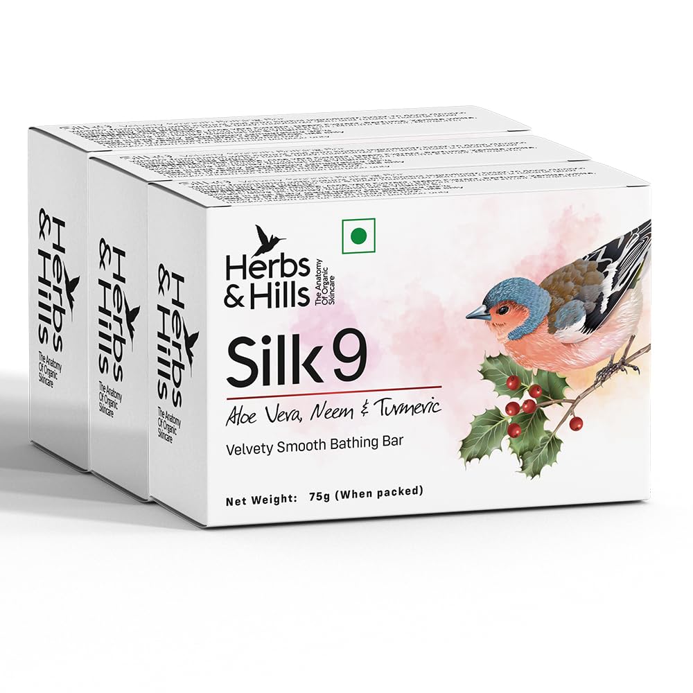 Silk9 Velvety Smooth Bathing Bar, Aloe Vera, Neem & Turmeric Soap with Vitamin E, Moisturizes, Brightens & Treats Acne-Prone Skin, (75g x 3)-image-20