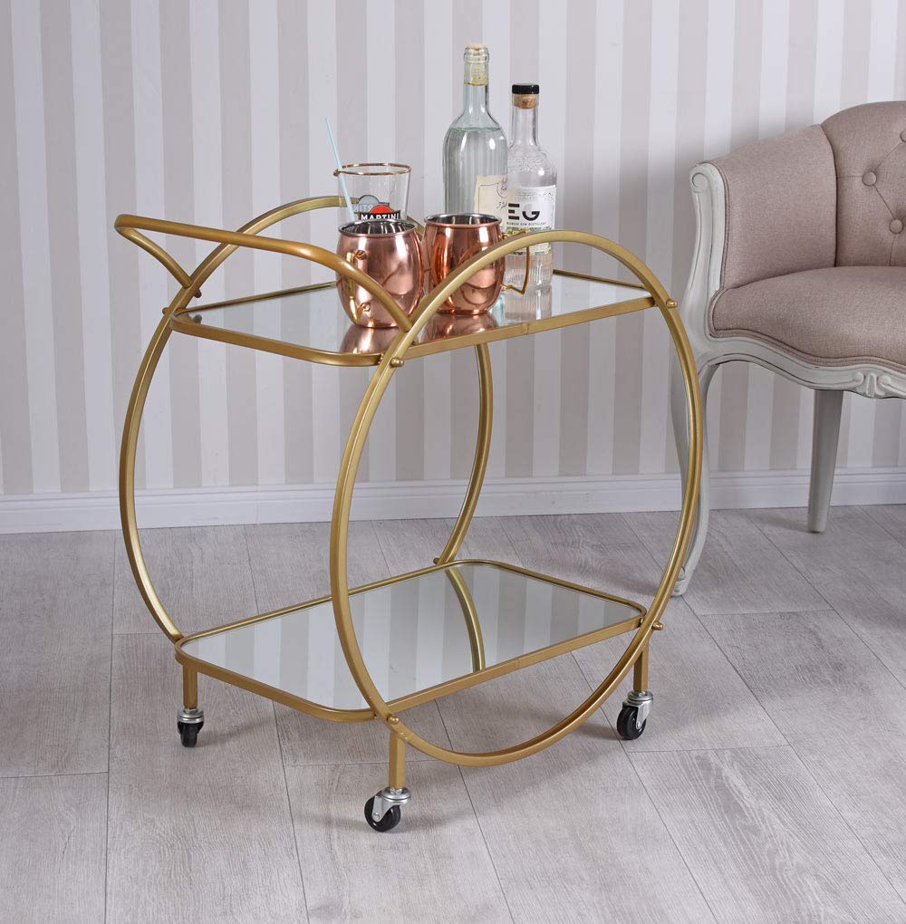 Palazzo aja200 - Carrito de bar con ruedas, color dorado