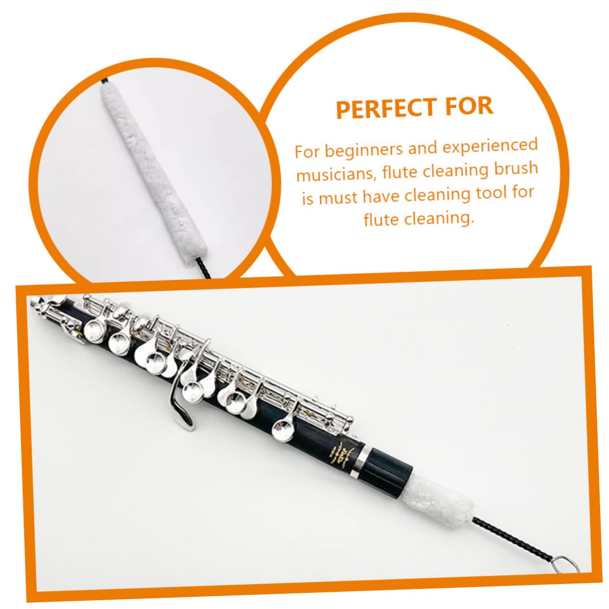 ifundom Flute Cleaning Brush Flute Swab Cleaner for Beginners Professionals Soft Cotton
