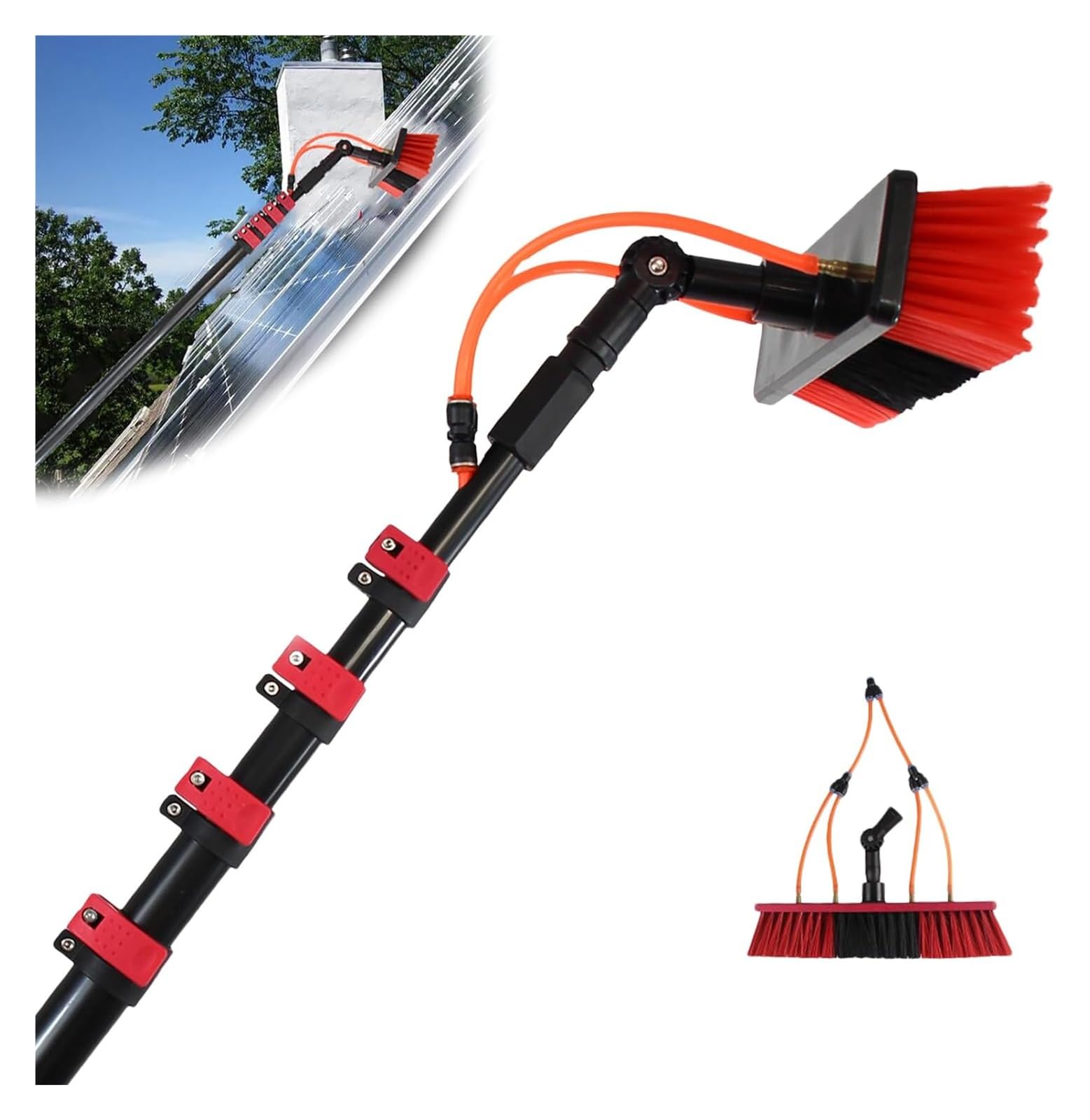 GHFXSCV Water Fed Pole Kit - Telescopic Window Cleaning Brush with Adjustable Head Extendable 5.4m Tool for Solar Panel and Window Cleaning Efficient and Lightweight