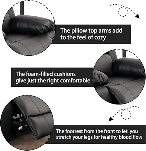 Miniatura 5 de Juego de sofá y sillas reclinables, juego de muebles de cuero regenerado, juego de sofá y silla de cuero, sofá reclinable para apartamento de