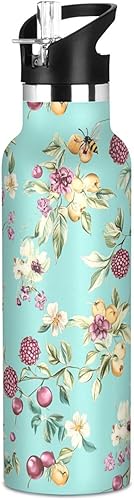 Miniatura 21 de Sweet Bantam - Botella de agua reutilizable con aislamiento de doble pared, con tapa de pajilla, sin BPA, a prueba de fugas, para deportes,