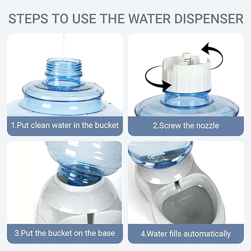 Miniatura 6 de Dispensador de agua para mascotas para perros grandes y múltiples mascotas, dispensador de tazón de agua para perros de 3 galones, alimentador de