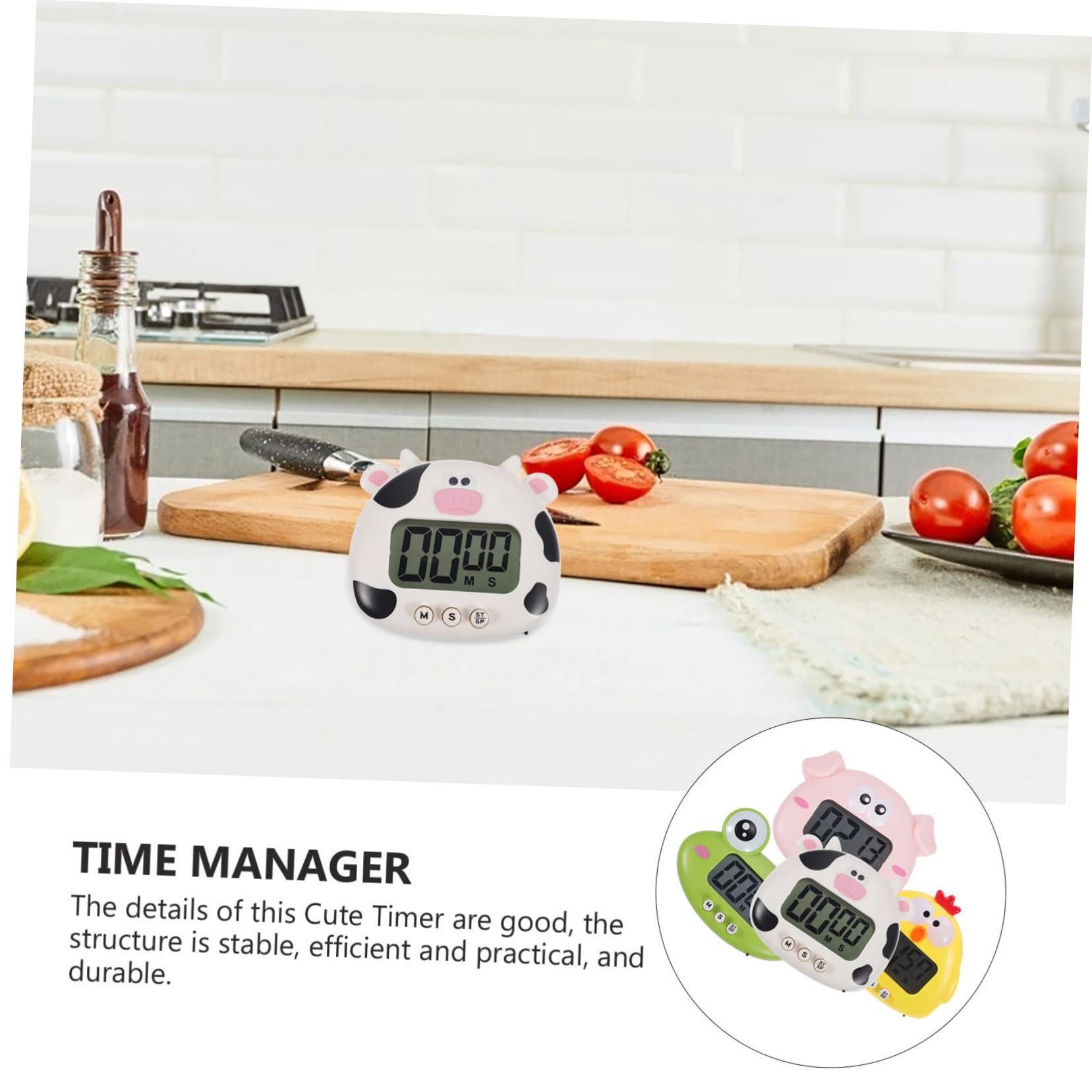 MAGICLULU Minuteur de Cuisson Numérique Magnétique 4 Pièces en Plastique Léger avec Animaux de Dessin Animé pour Gestion Temps Cuisine et Formation D'habitudes