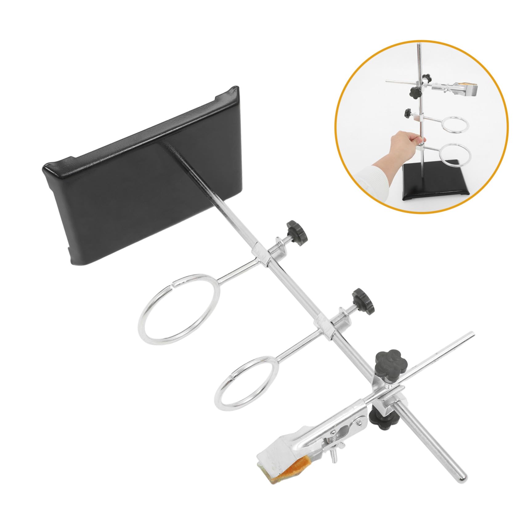 Cabilock Support Annulaire de Laboratoire Pince pour Flacons Support Réglable pour Matériel Base Stable pour Expériences Chimiques et Biologiques pour Écoles et Laboratoires