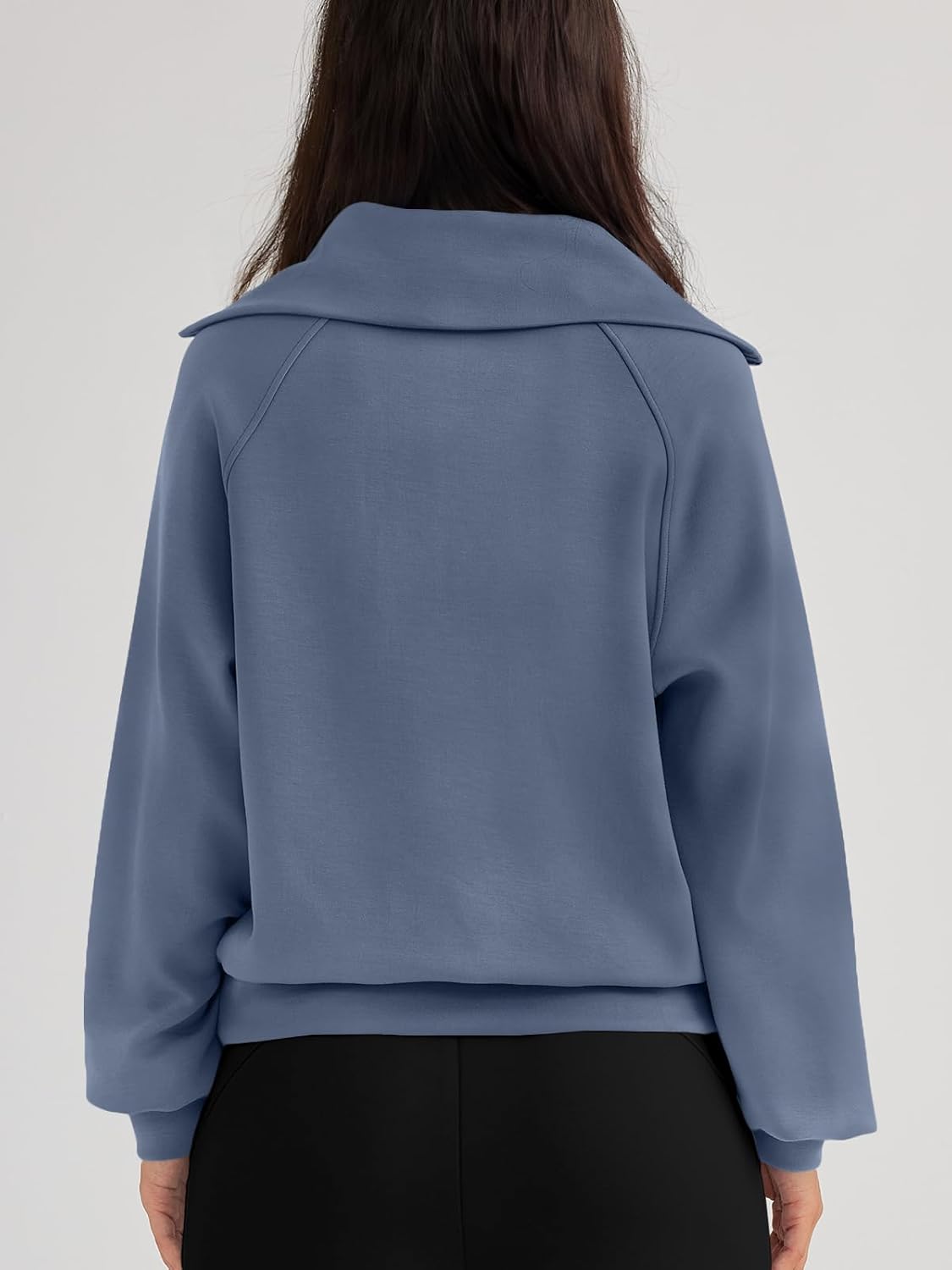 Trendy Queen Women's Oversized Quarter Zip Sweatshirts - Cropped Drop Shoulder Hoodie, Soft Y2K Pullover for Fall and Winter - Image 4