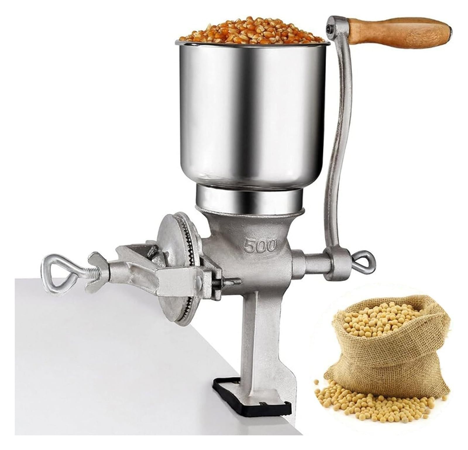 Molinillo de grano manual de manivela para nueces y hierbas