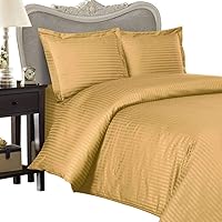 Vista 1 de DOUBLE Size, GOLD Damask Stripe, 1500 Thread Count / 1500TC Long Staple 100-Percent Ultra Soft Egyptian Cotton, Sateen Weave, THREE (3) Piece Bed