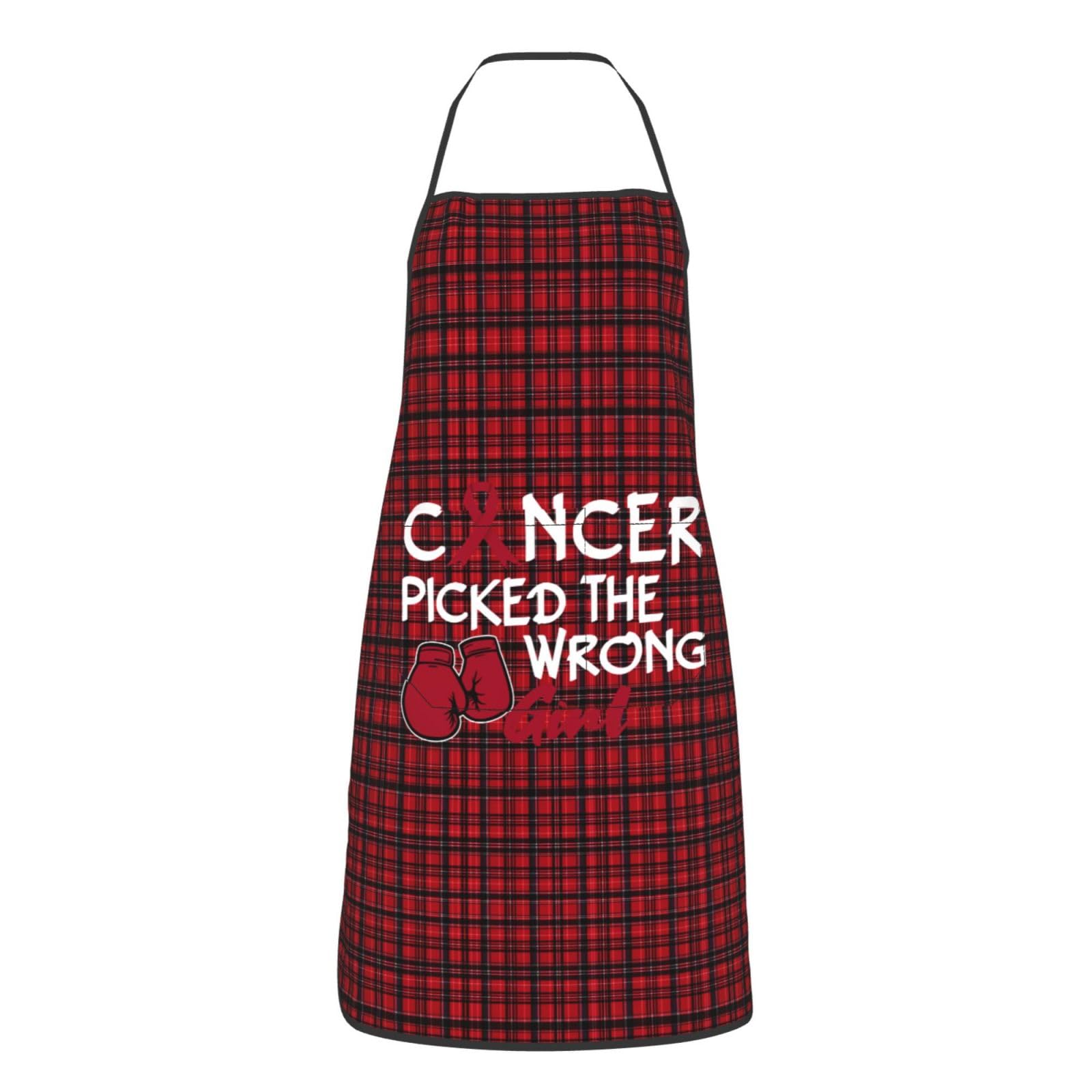 nopicsn Cancer Picked The Wrong Girl Multiple Cancer Apron for cooking with Pockets Women Men Kitchen Chef Funny Aprons