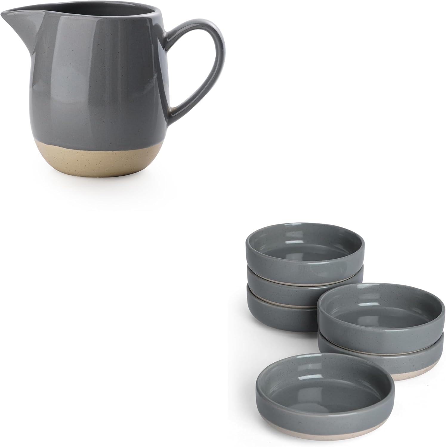 Ceramic Soy Sauce Dish and 13oz Creamer with Handle