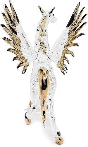 Miniatura 7 de WitnyStore 5 Long Standing Pegasus Blown Glass Figurine Horse Miniature Crystal Clear Color Fantasy Animals Collectibles Myth Creatures flamework