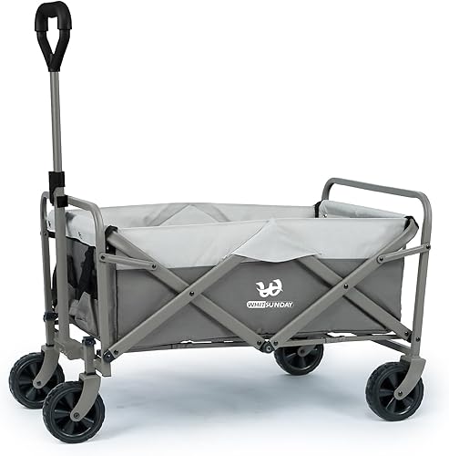 Miniatura 5 de WHITSUNDAY - Carro de utilidad plegable para jardín, al aire libre, picnic, carrito de campamento con cubierta reemplazable, Negro
