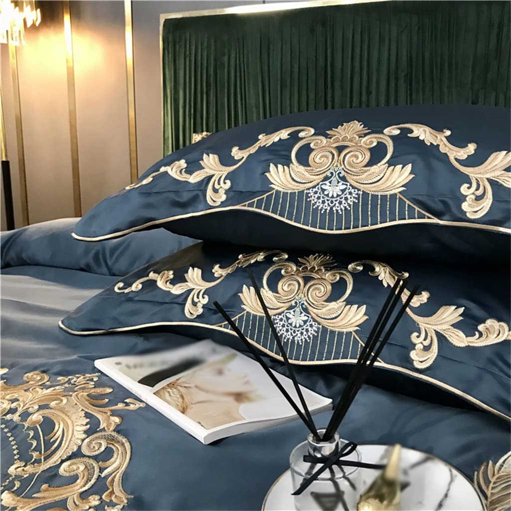 Pościel Poszewki na poduszki Poszewki na poduszki Tekstylia domowe Zestawy pościeli Haftowana satynowa poszwa na kołdrę 60S (kolor: A, rozmiar: 220 * 240 cm)