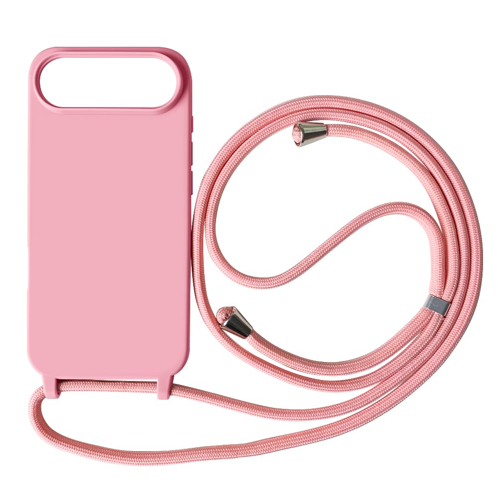 Funda Compatible con iPhone 16(6.1"),Ajustable Collar Correa de Cuello Cordón Cuerda Carcasa TPU Bumper Silicona Skin Caso para iPhone 16(6.1")-Rojo — view 64