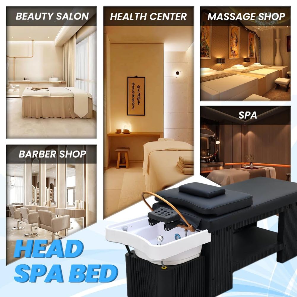 Professional Head Spa Szampon łóżko, wodospad, system spa z umywalką do kąpieli stóp i fumigacją, japoński stół do masażu do spa, salonu piękności, fryzjera