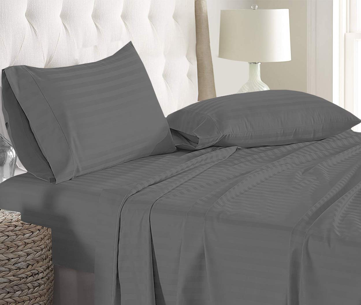 True Heavy 1800-TC Egyptian Cotton 4-PCs Sheet Set Fits Mattress 18-21 Deep Pocket Queen Size Premium Italian Finish